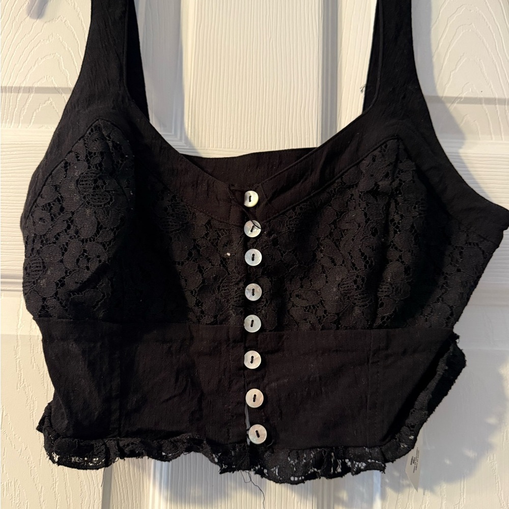 Free People Black Lace Crop Top
